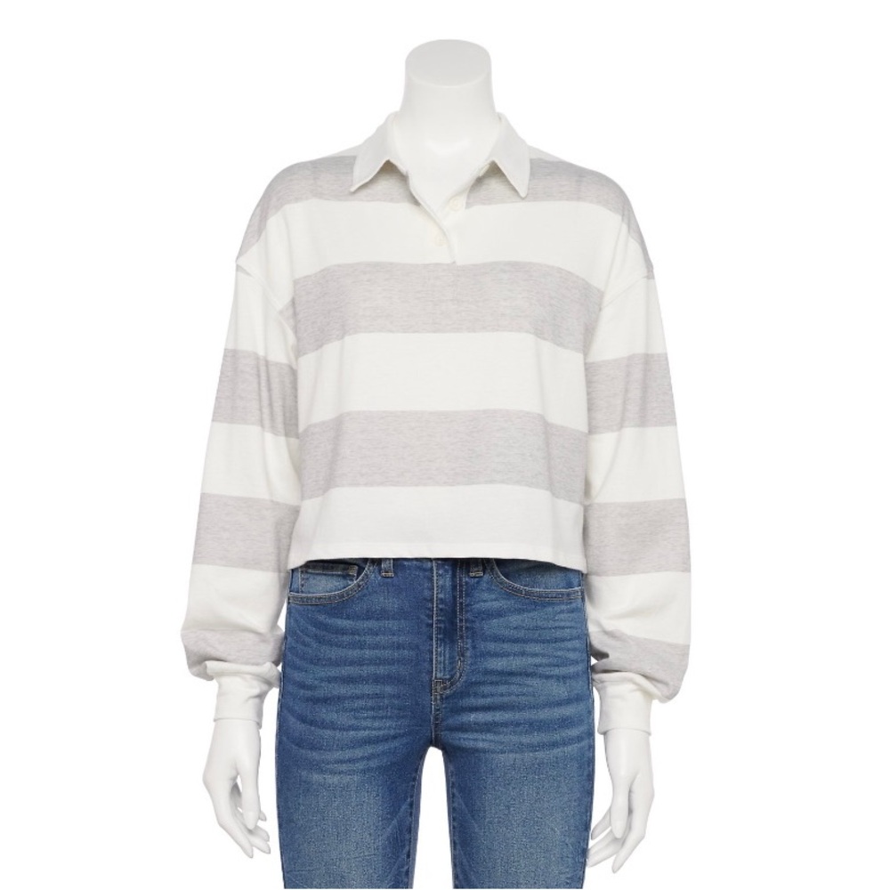 JUNIORS SO CROPPED POLO SHIRT M NWT